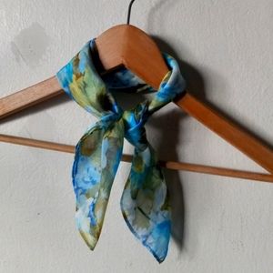 Tasha retro blue floral sheer neck Neckerchief Square scarf